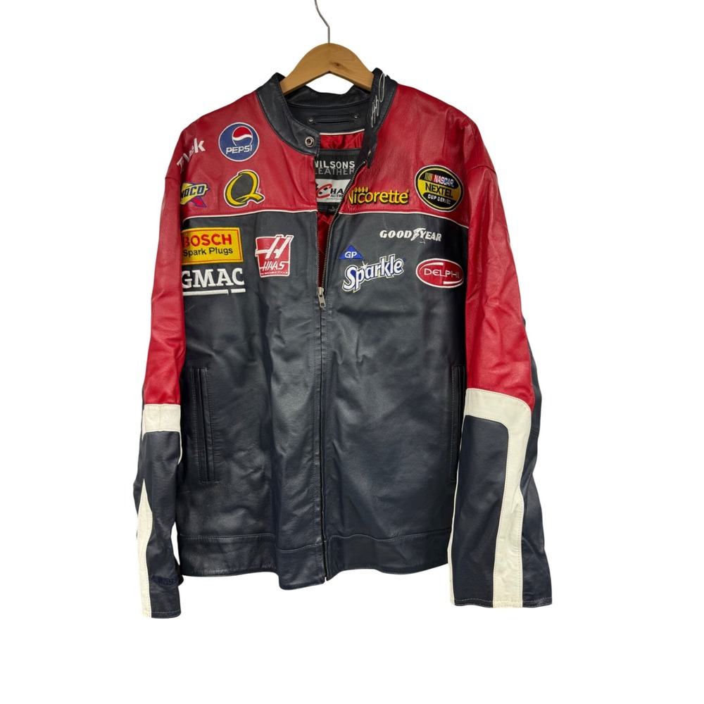 Chase Nascar Jeff Gordon Jacket Black Red Wilson Leather #24 DuPont Racing